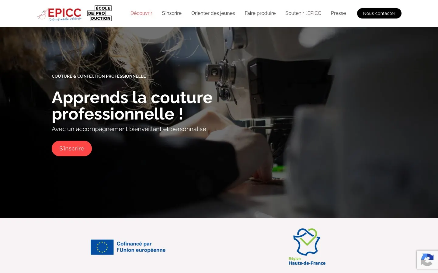 The website of EPICC – École de production industrielle de couture et confection