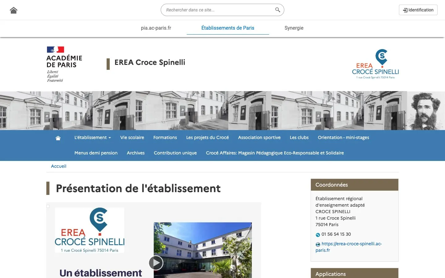 The website of EREA Croce Spinelli