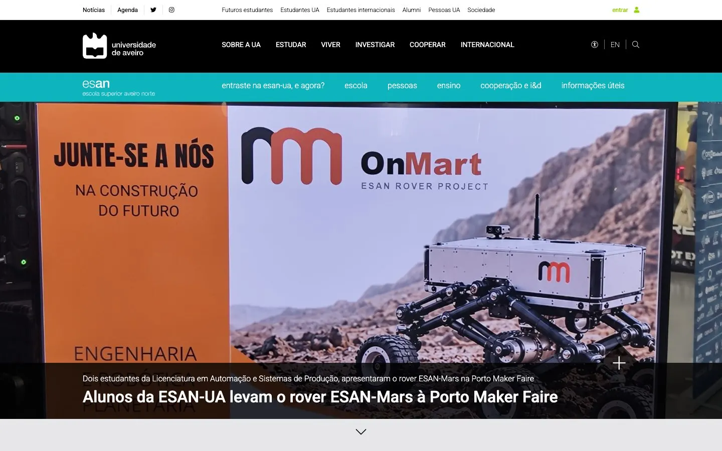 The website of ESAN – Design de Produto e Tecnologia