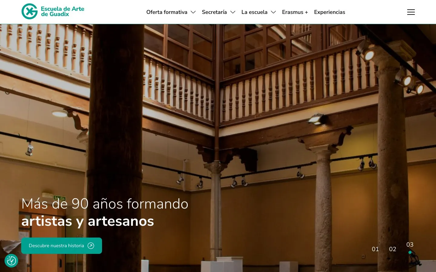 The website of Escuela de Arte de Guadix