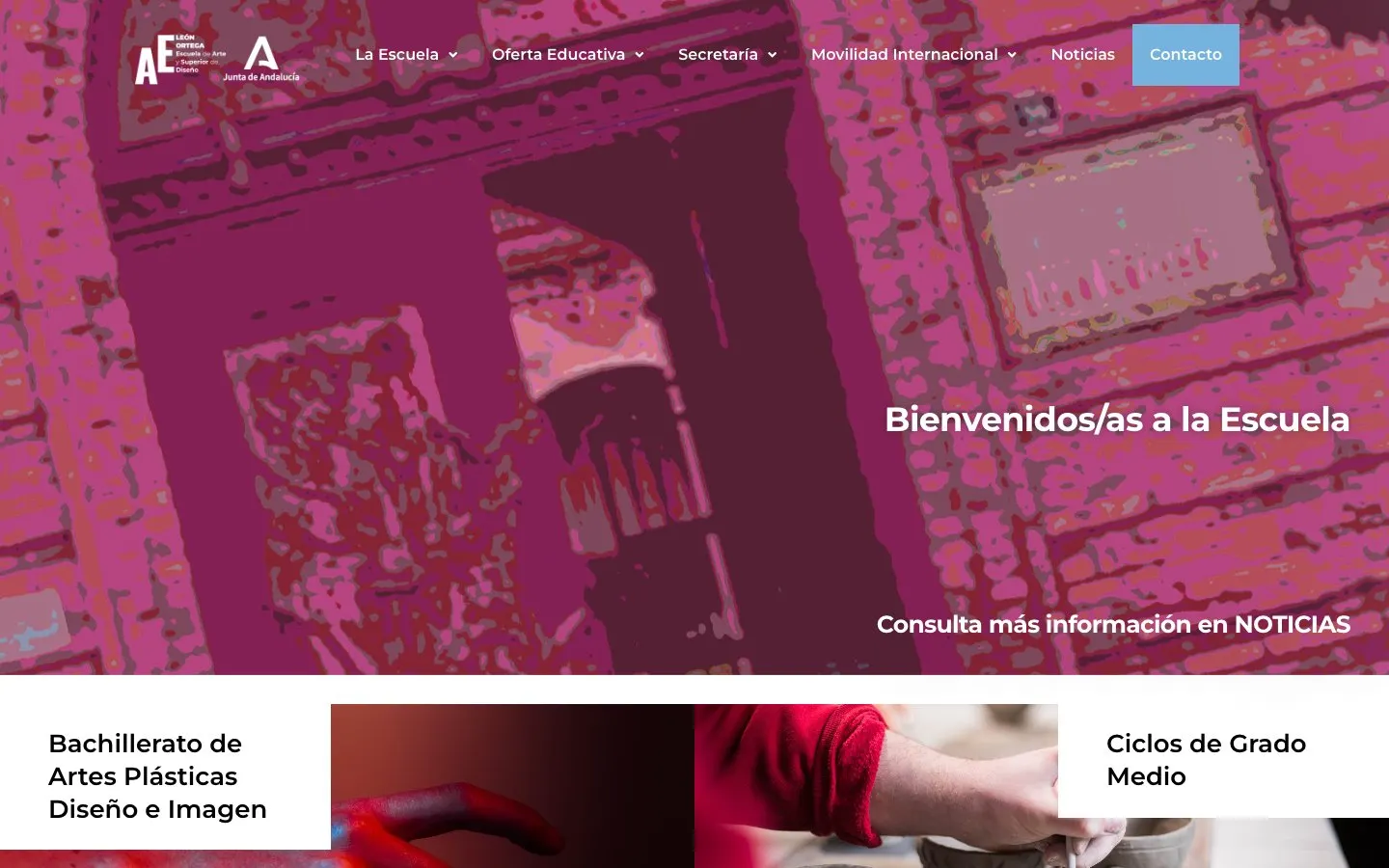 The website of Escuela de Arte León Ortega