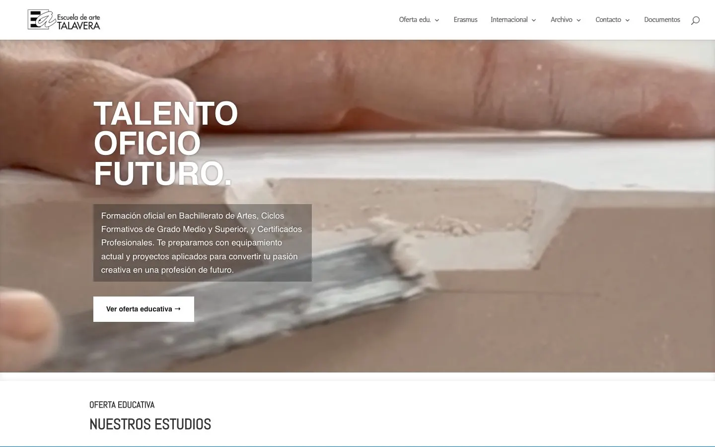 Die Website von Escuela de Arte Talavera