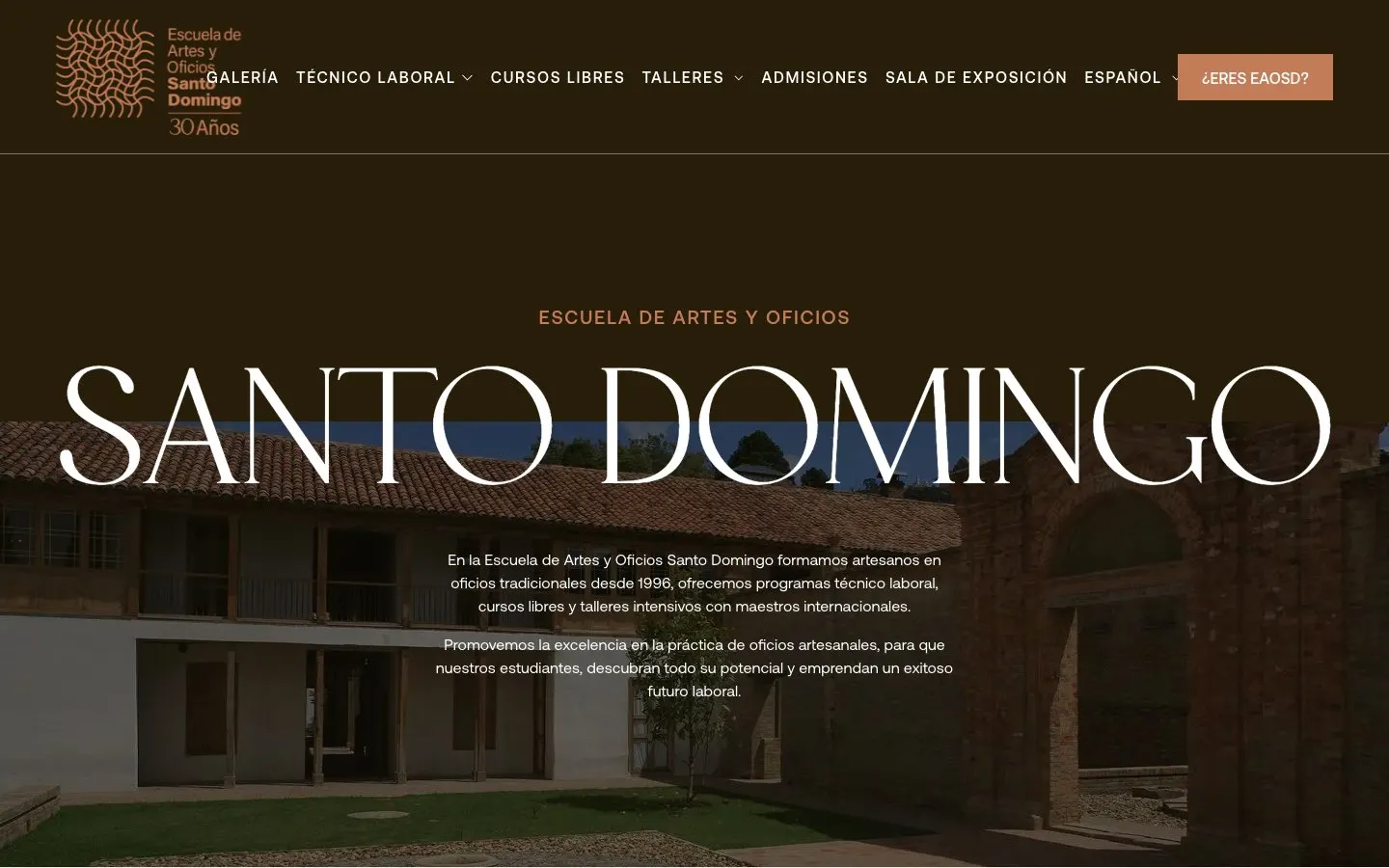 الموقع الإلكتروني لـ Escuela de Artes y Oficios Santo Domingo