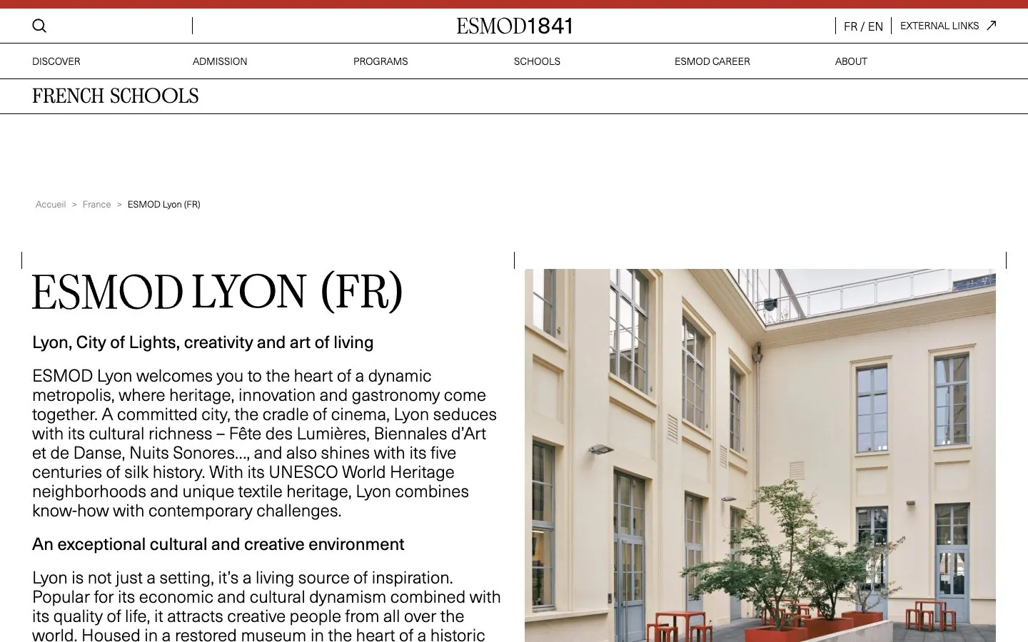 El sitio web de ESMOD Lyon