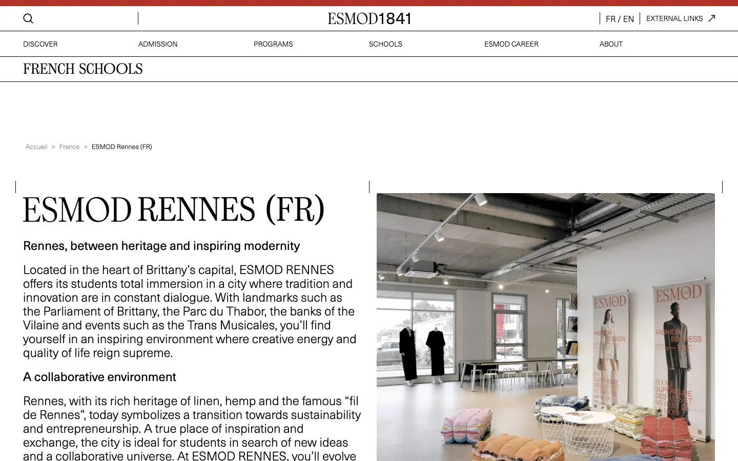 The website of ESMOD Rennes