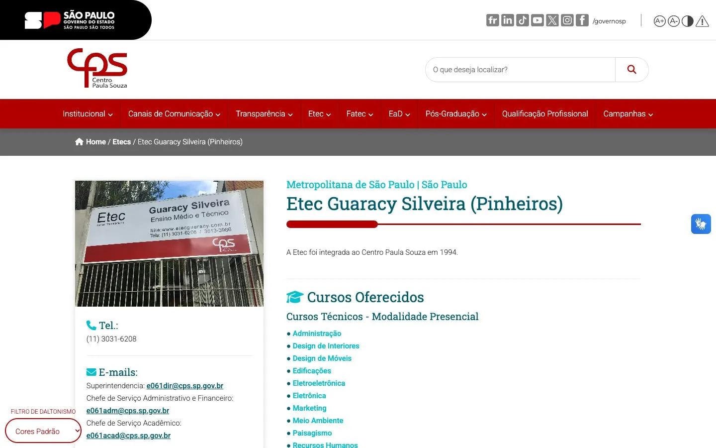 Il sito di Etec Guaracy Silveira