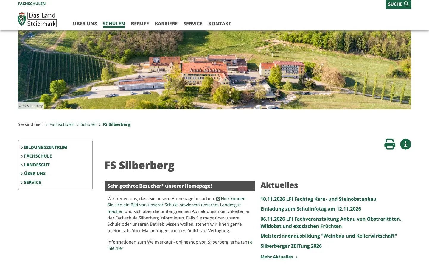 Сайт школы Fachschule Silberberg