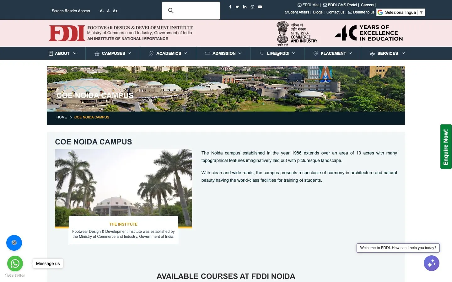 Сайт школы FDDI Noida