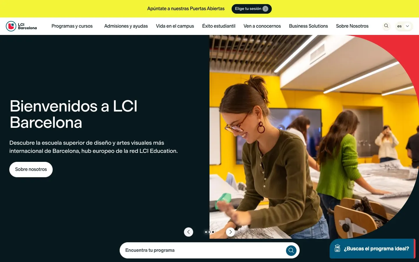 The website of LCI Barcelona – Felicidad Duce Fashion School