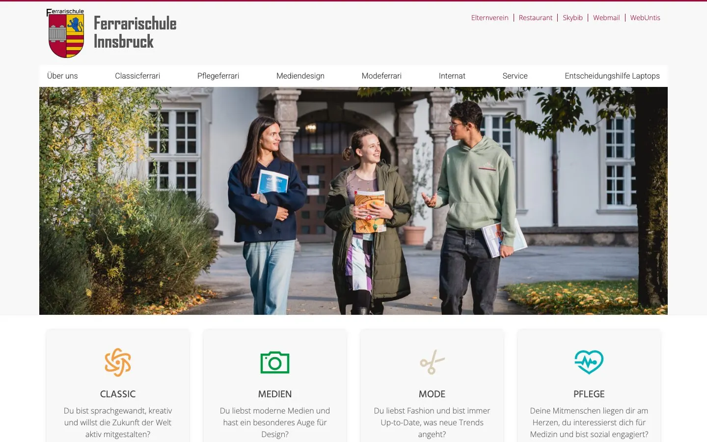 The website of Ferrarischule Innsbruck