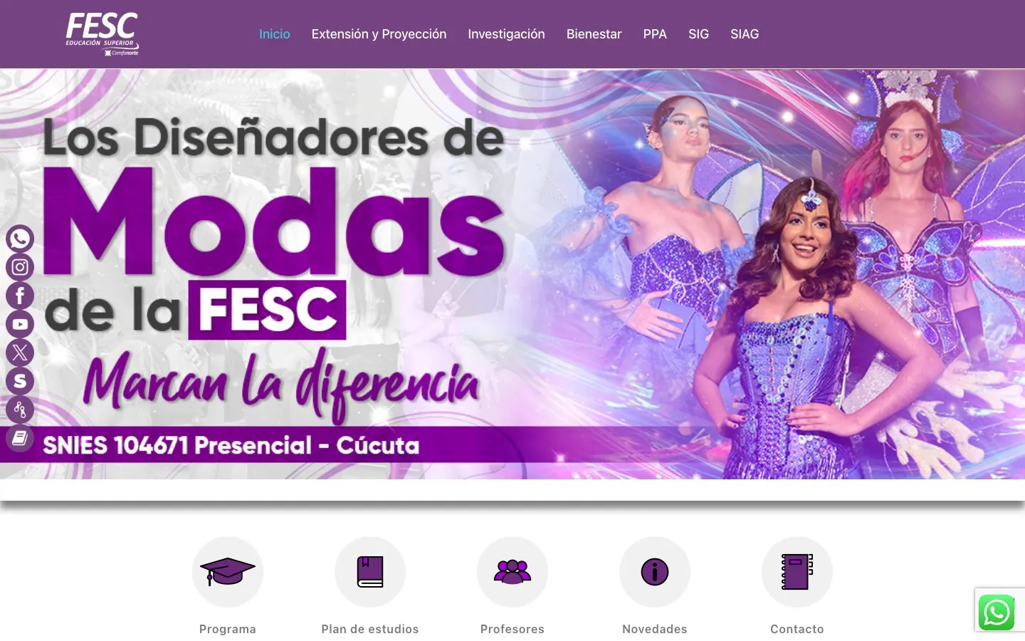 الموقع الإلكتروني لـ FESC – Diseño y Administración de Negocios de la Moda