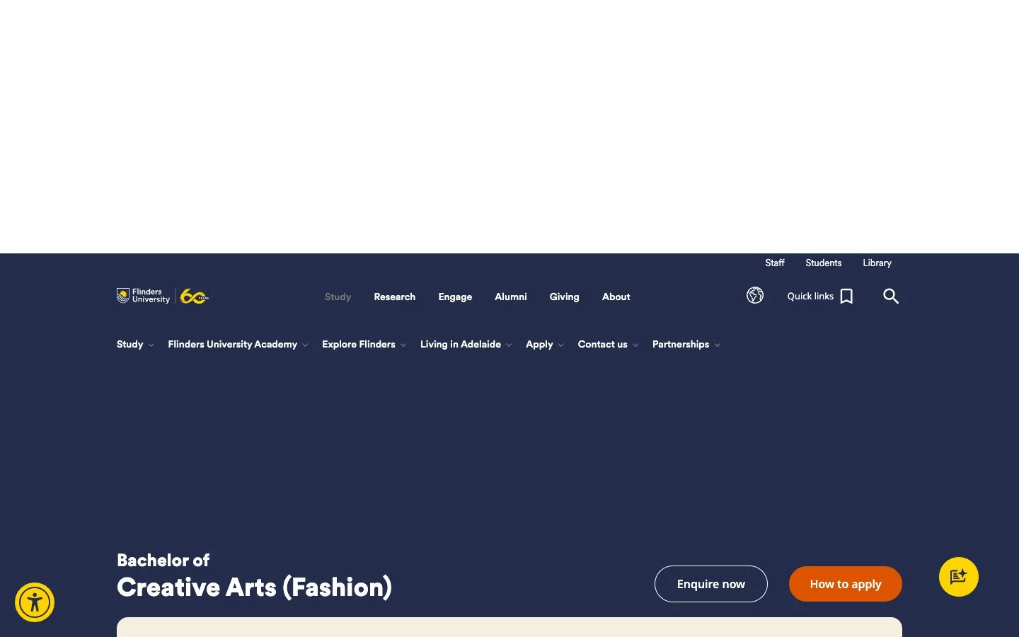 The website of Flinders University – Fashion and Costume Design