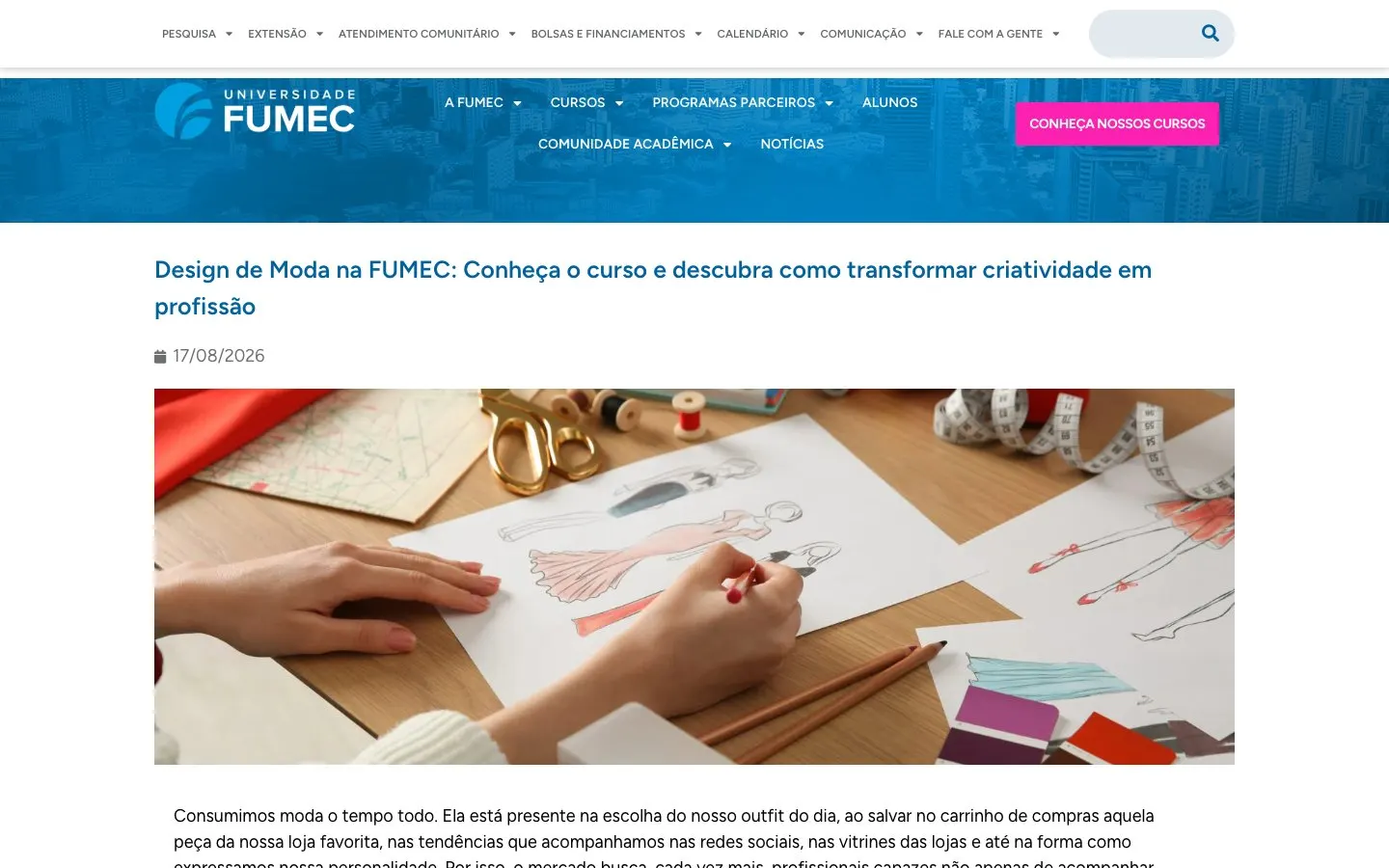 Сайт школы FUMEC – Design de Moda