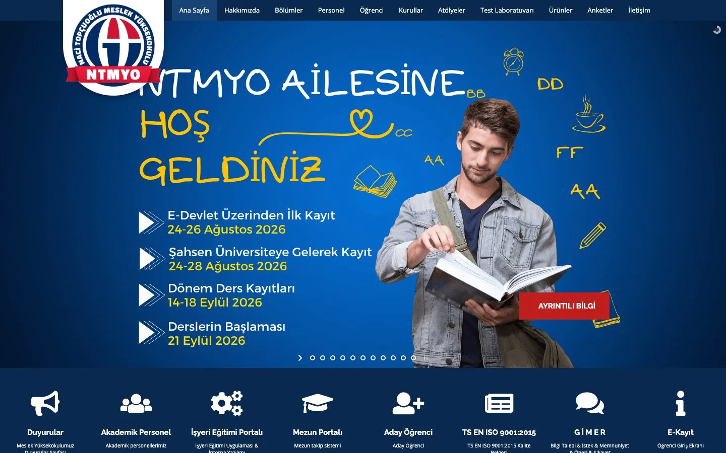 The website of Gaziantep Üniversitesi – Naci Topçuoğlu Meslek Yüksekokulu