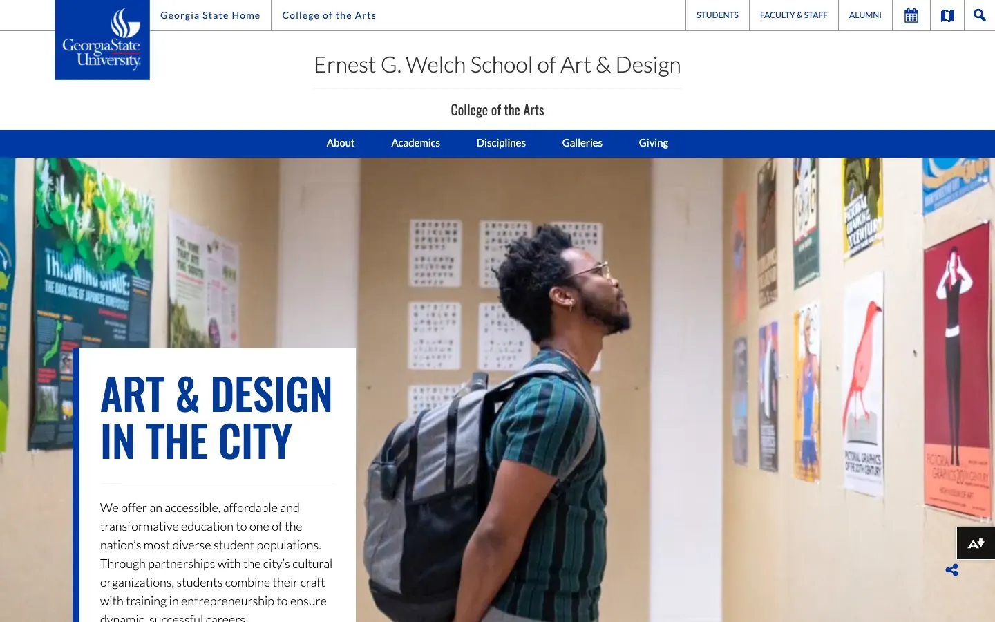 The website of Georgia State University – Ernest G. Welch School of Art and Design