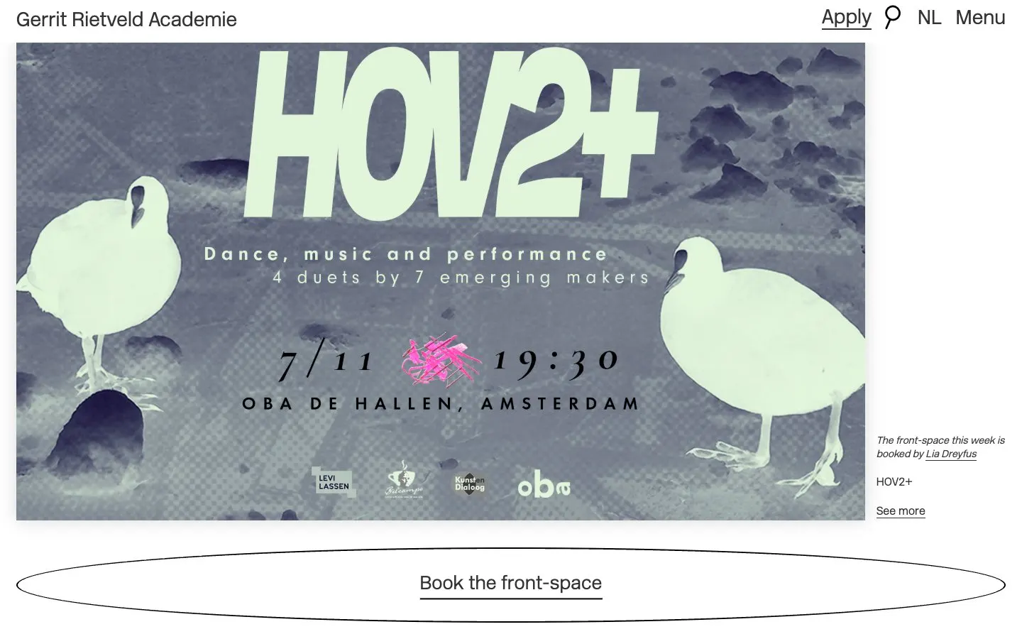 The website of Gerrit Rietveld Academie