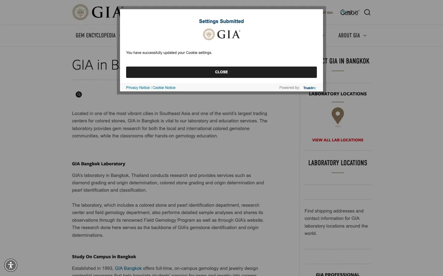 The website of GIA Bangkok