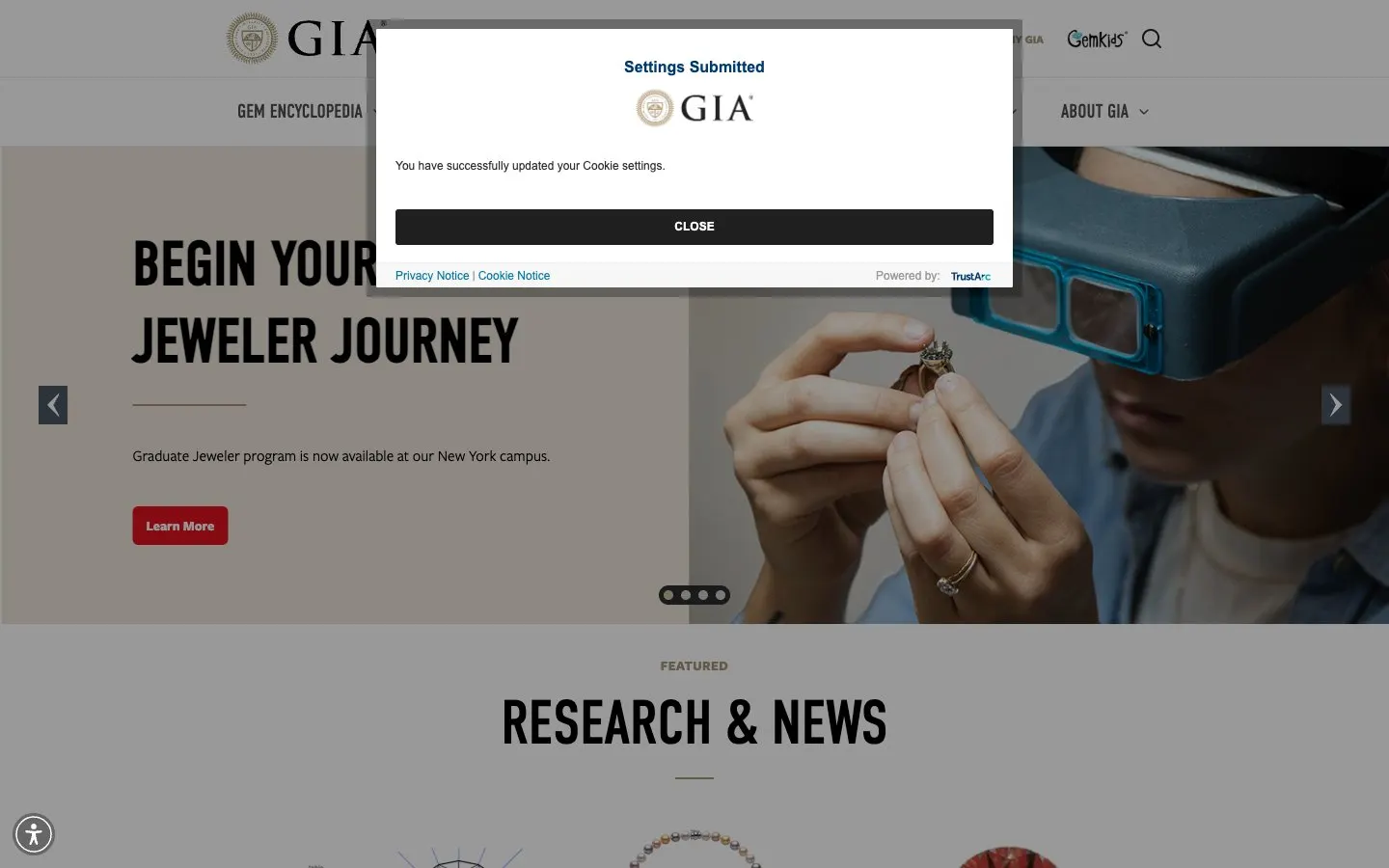 The website of GIA – Gemological Institute of America