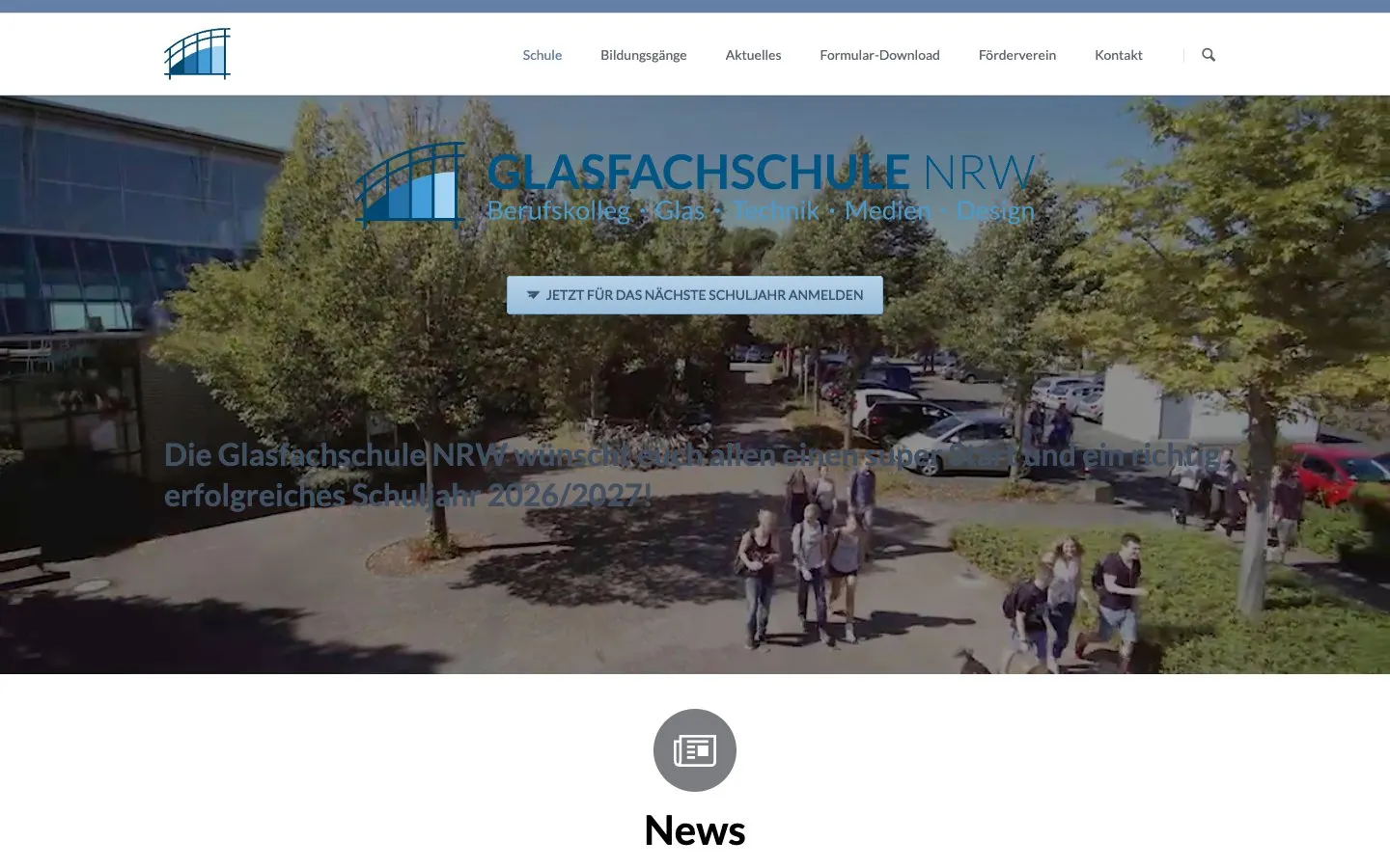 The website of Glasfachschule NRW Rheinbach