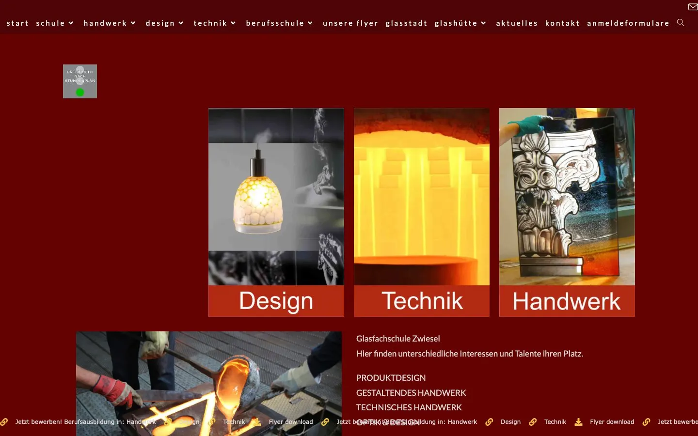 El sitio web de Glasfachschule Zwiesel