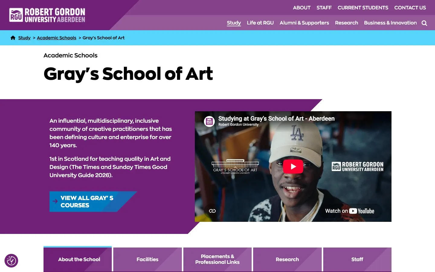 Il sito di Gray's School of Art
