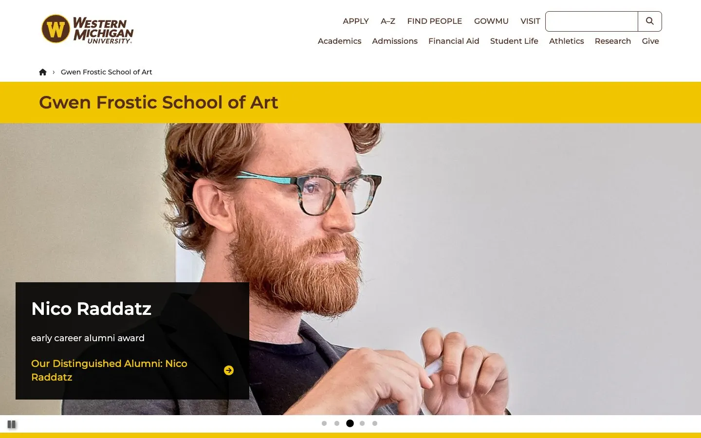 Gwen Frostic School of Art – Western Michigan University की वेबसाइट