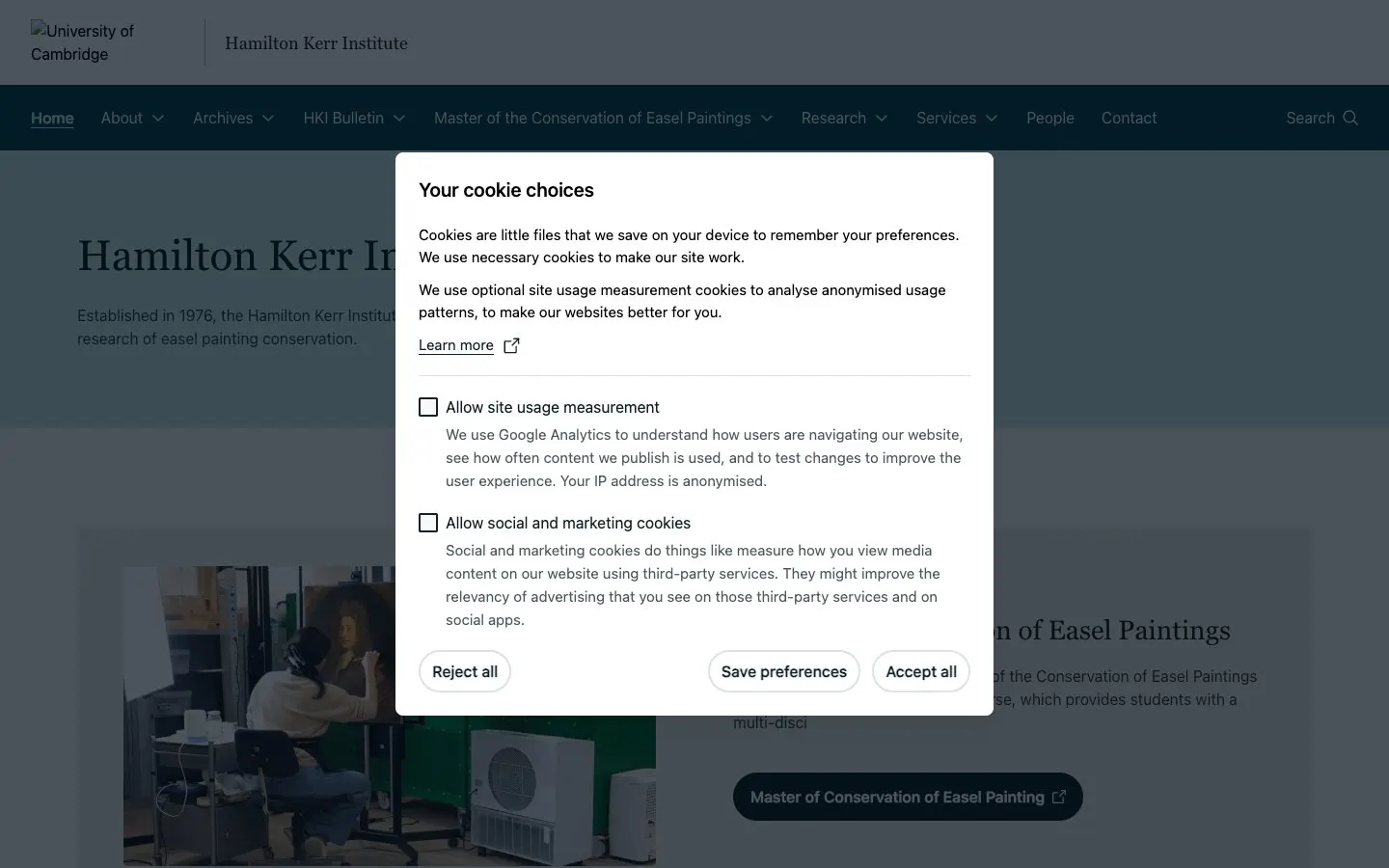 The website of Hamilton Kerr Institute