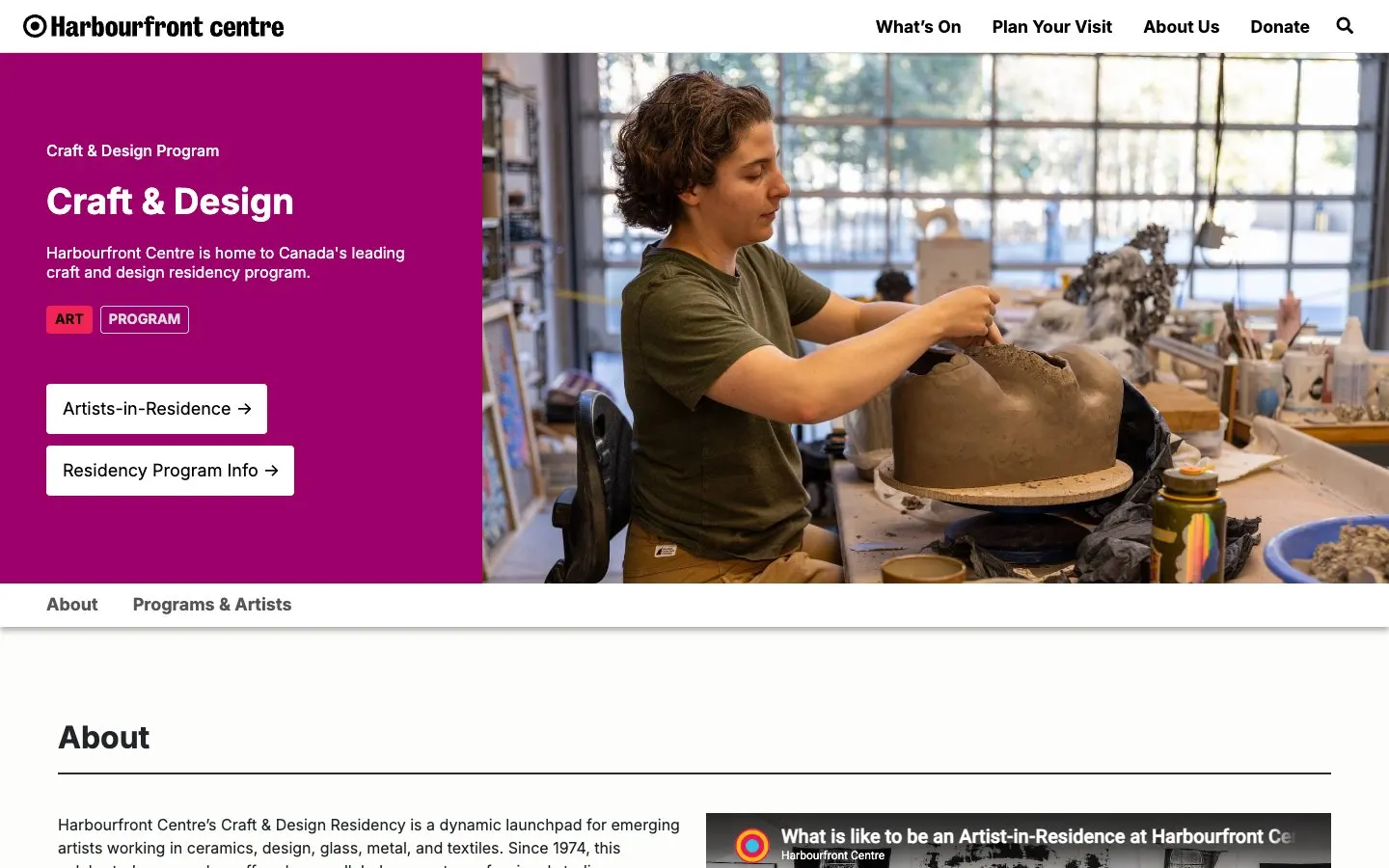 The website of Harbourfront Centre - Craft & Design