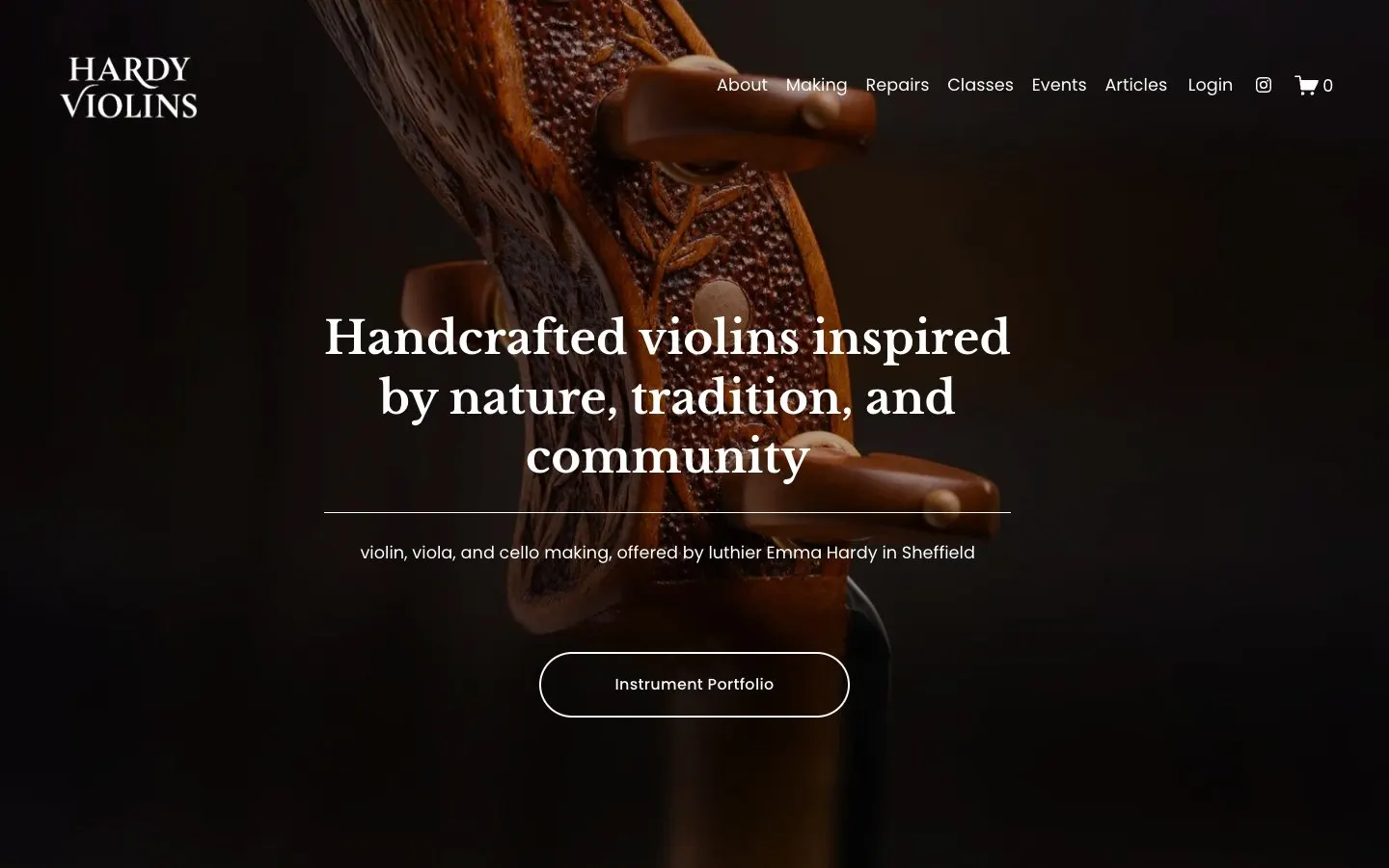 Die Website von Hardy Violins