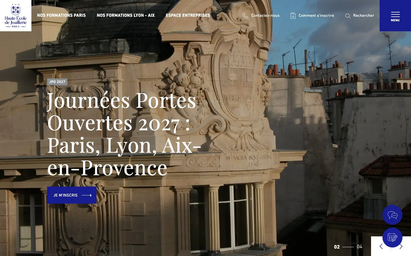 Die Website von Haute École de Joaillerie
