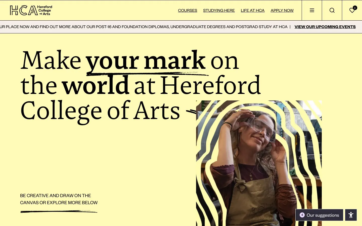 The website of Hereford College of Arts