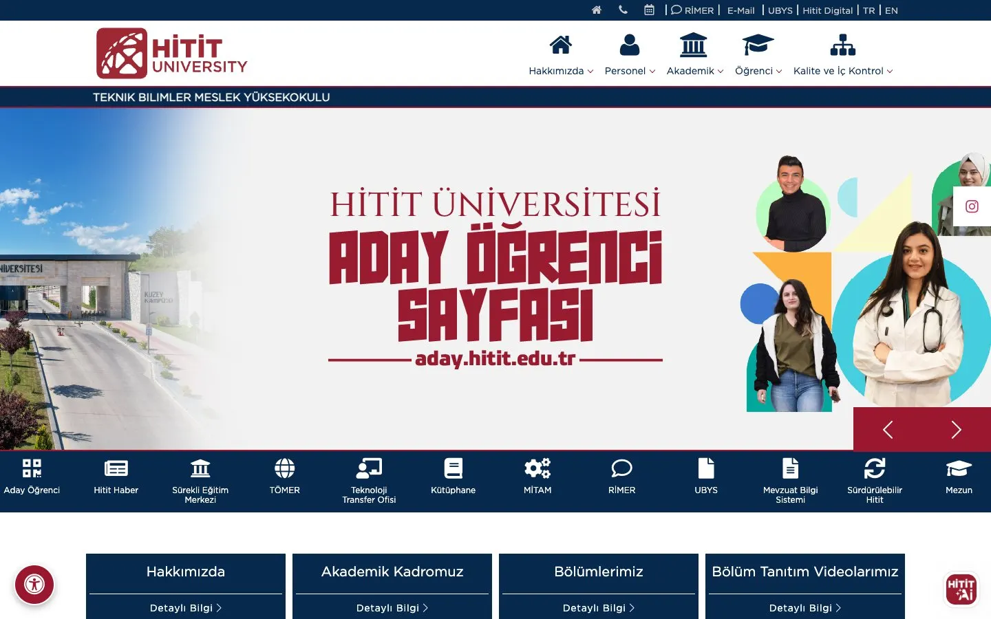 Il sito di Hitit Üniversitesi – Teknik Bilimler Meslek Yüksekokulu