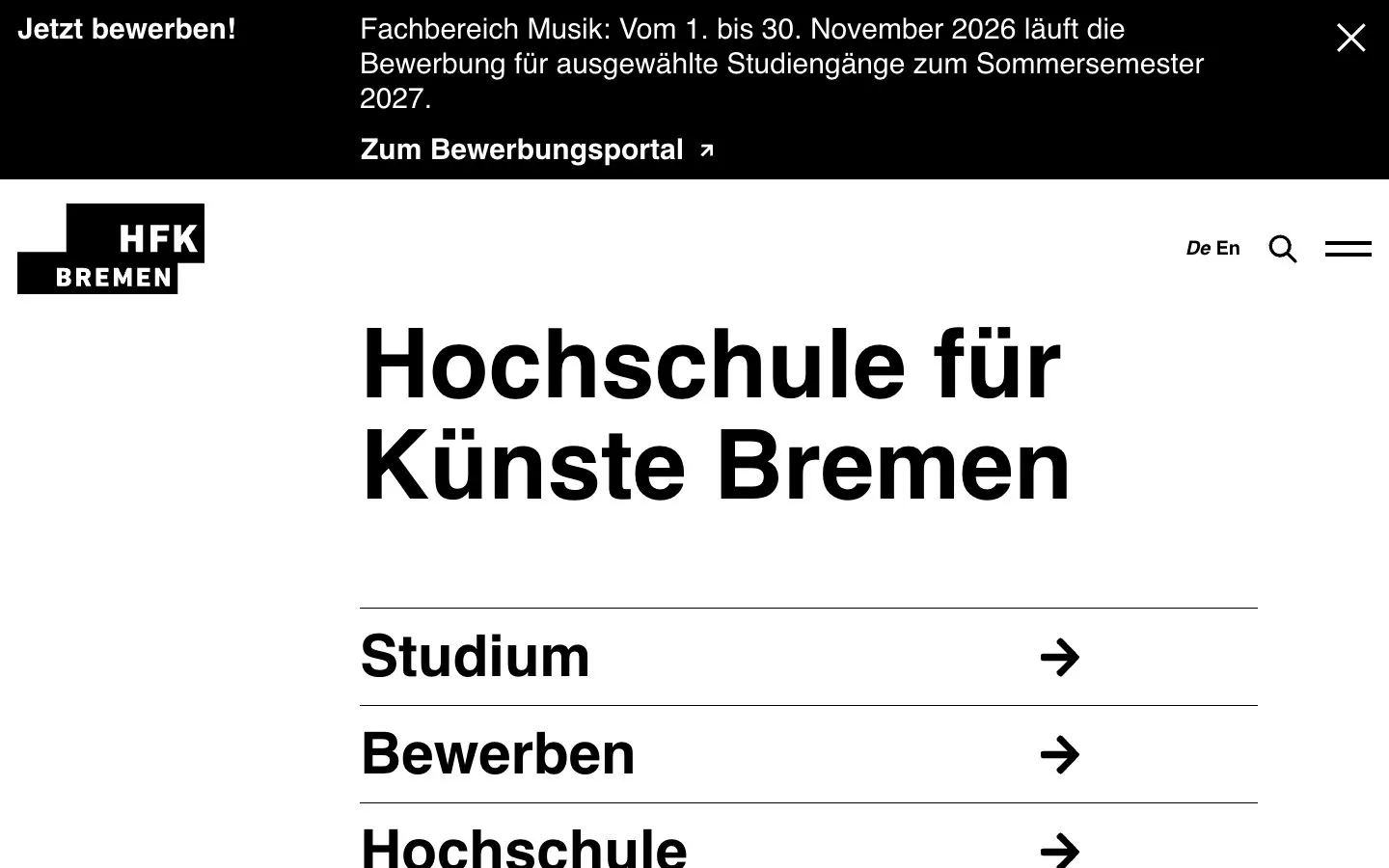 The website of HfK Bremen