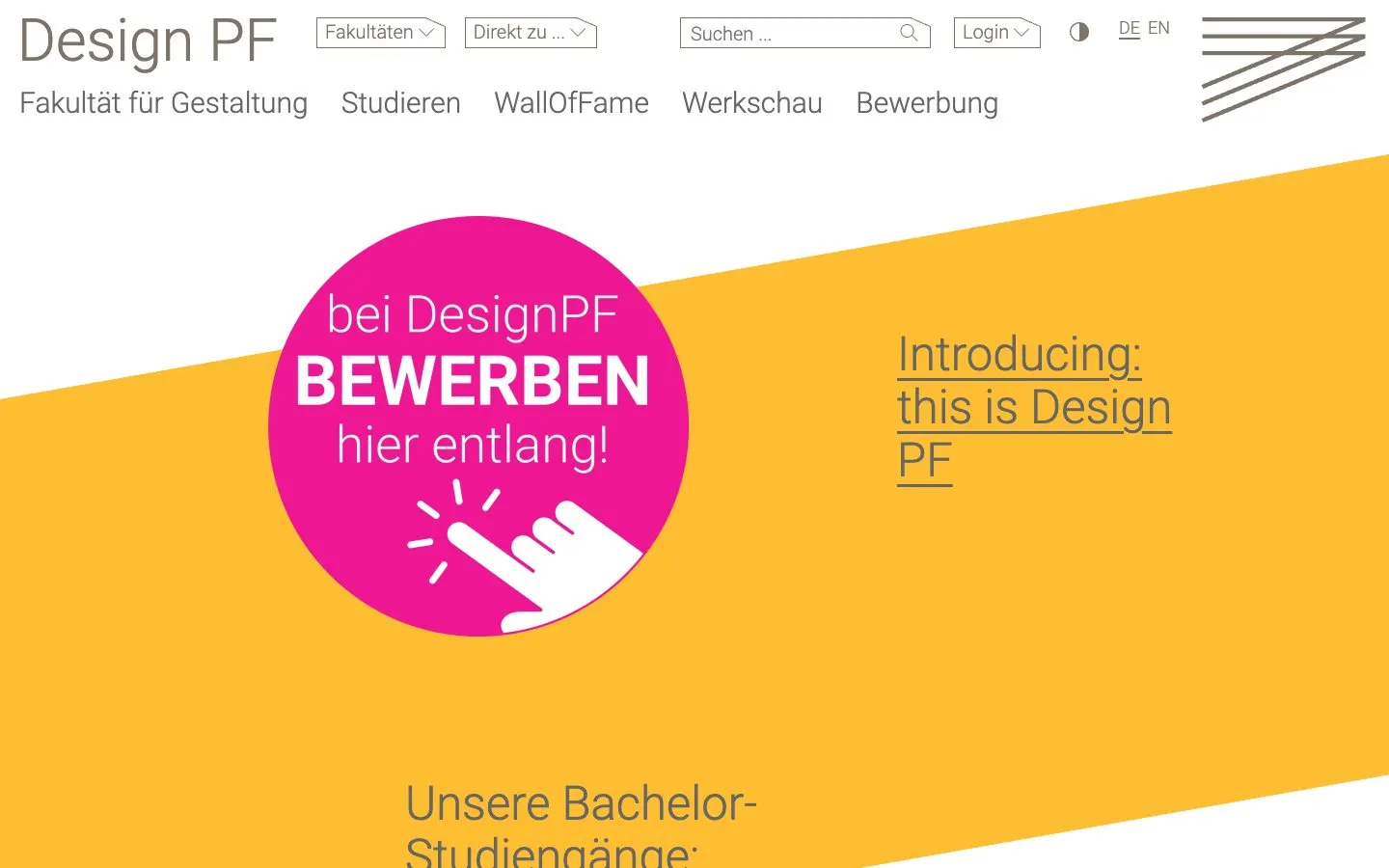 الموقع الإلكتروني لـ Hochschule Pforzheim – Fakultät für Gestaltung (Design PF)
