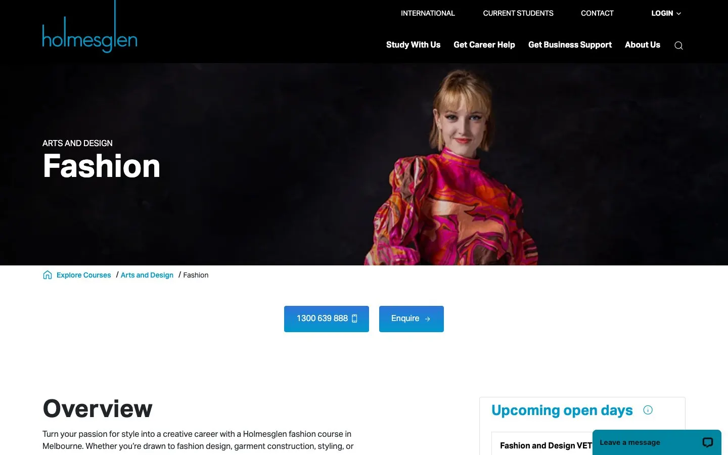 The website of Holmesglen Institute