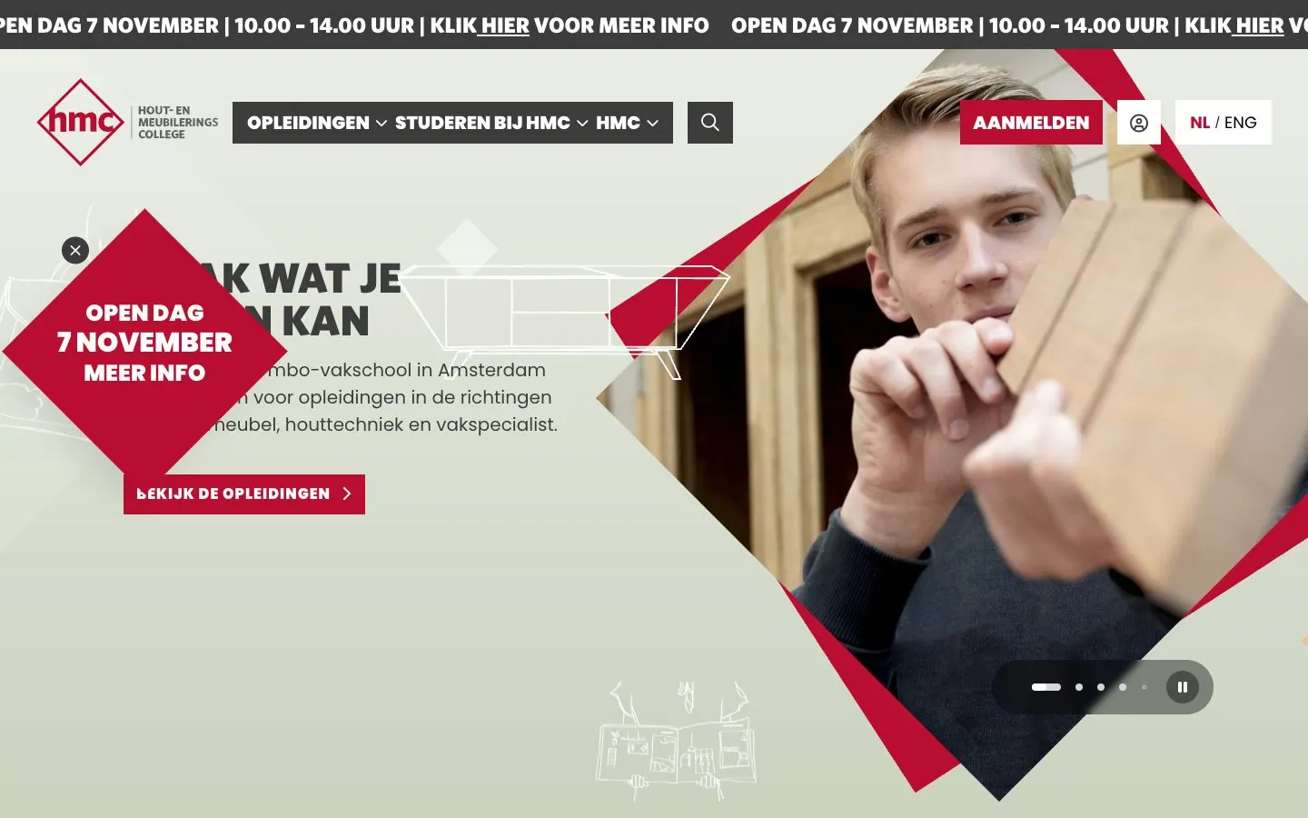 Il sito di Hout- en Meubileringscollege (HMC)