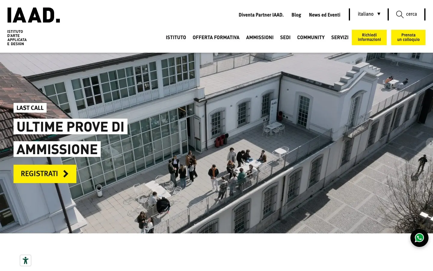 IAAD – Istituto d'Arte Applicata e Design की वेबसाइट