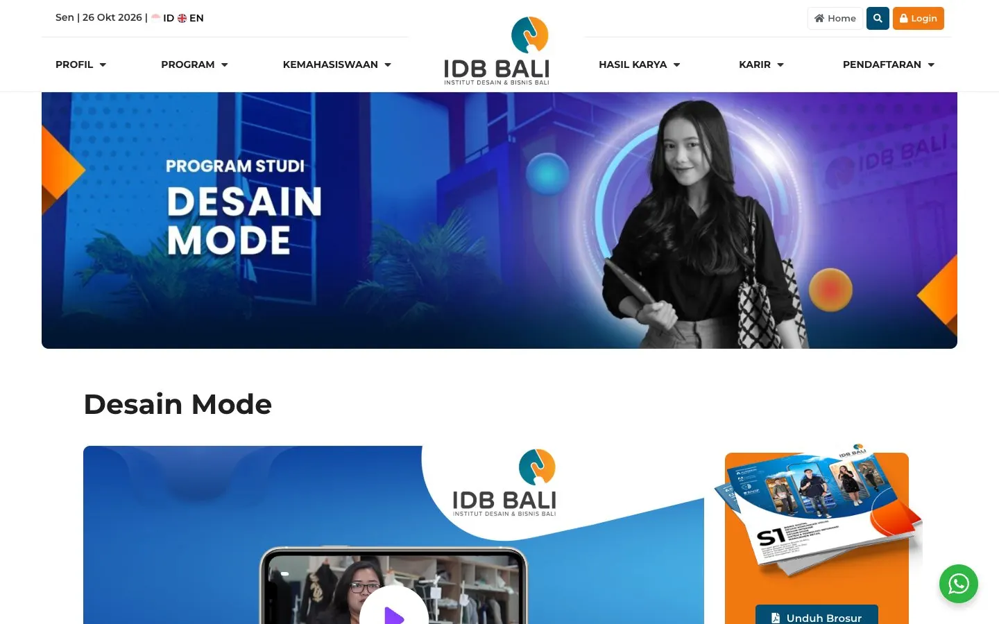 The website of IDB Bali – Desain Mode