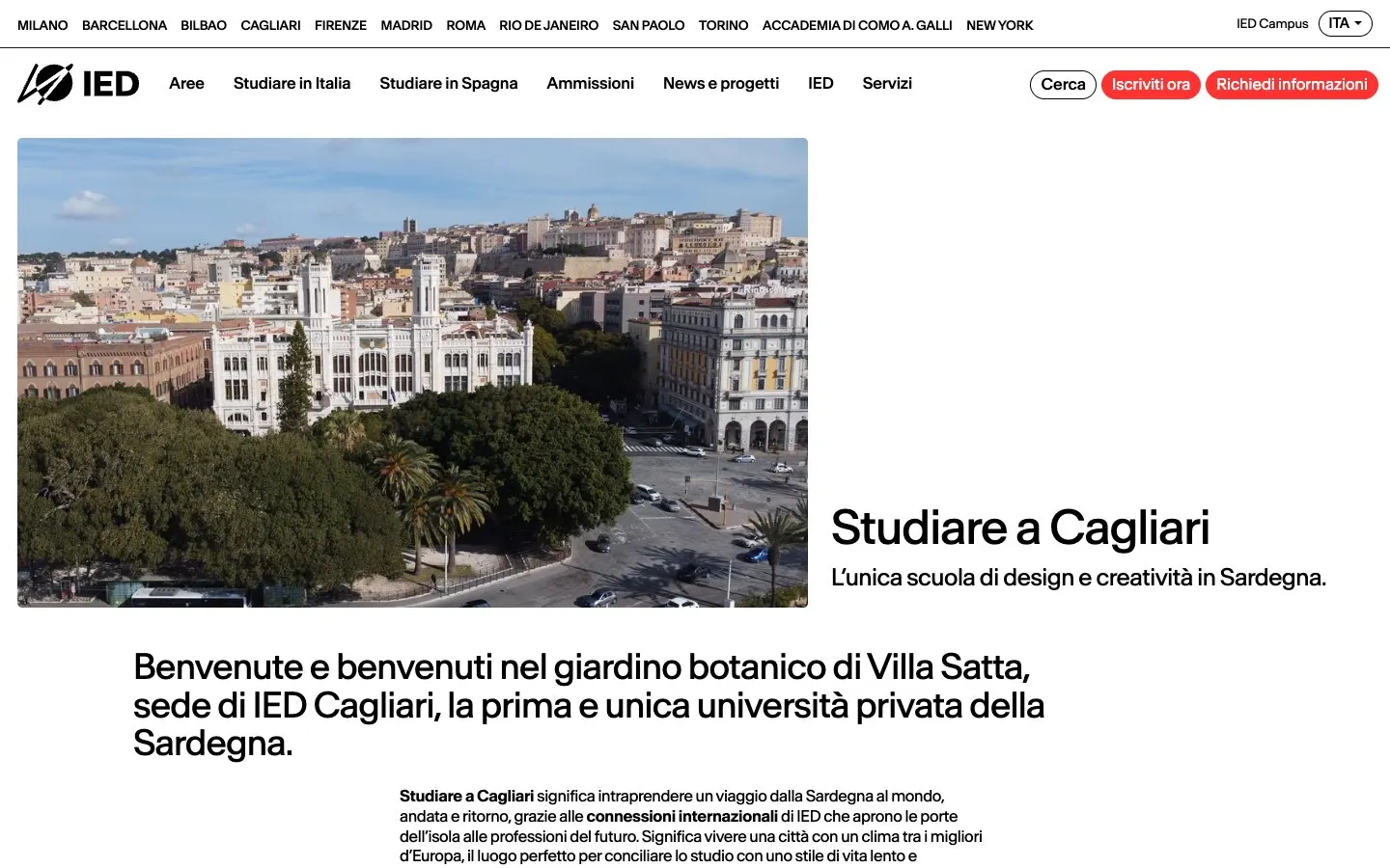 Сайт школы IED Cagliari