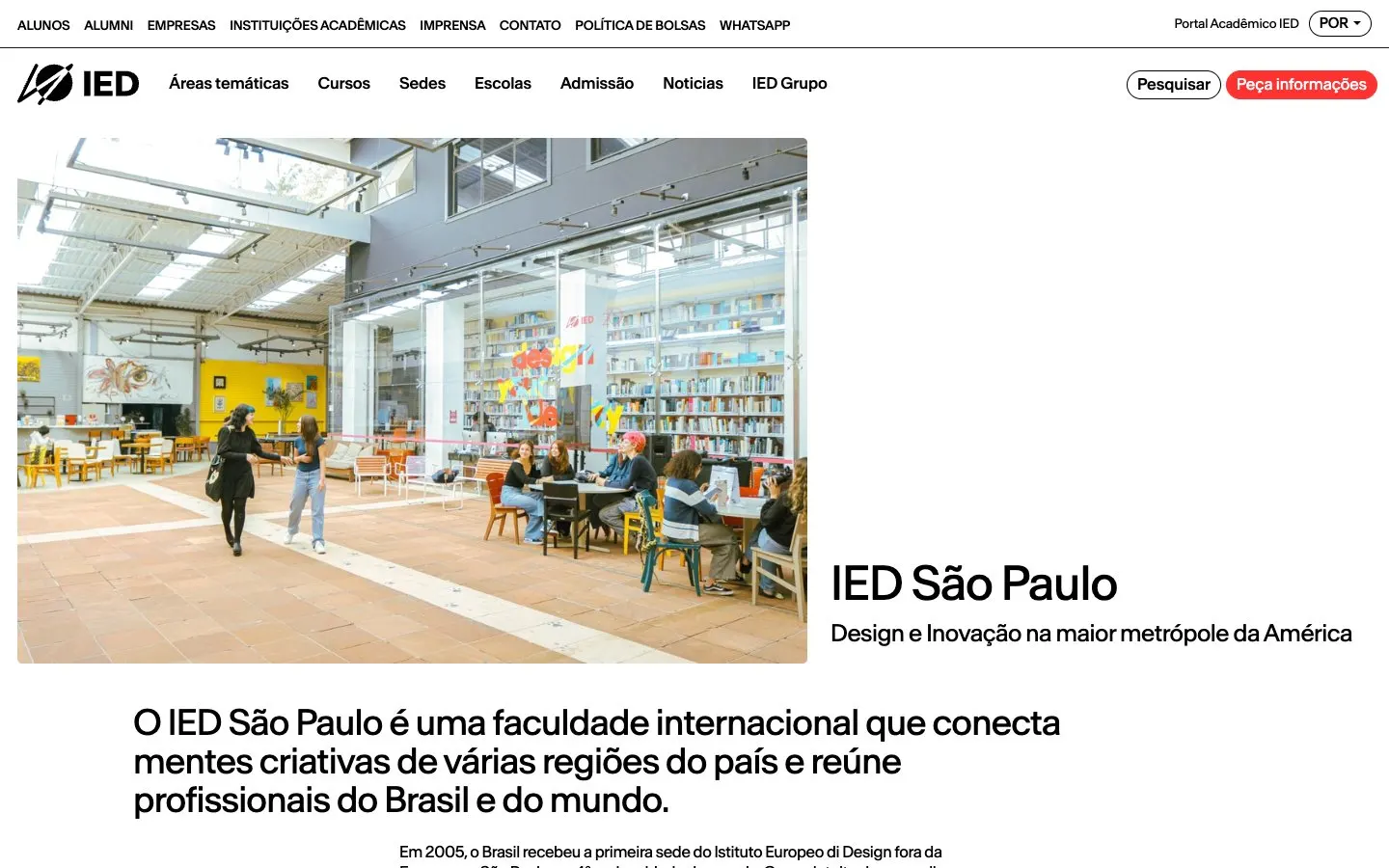 Die Website von IED São Paulo
