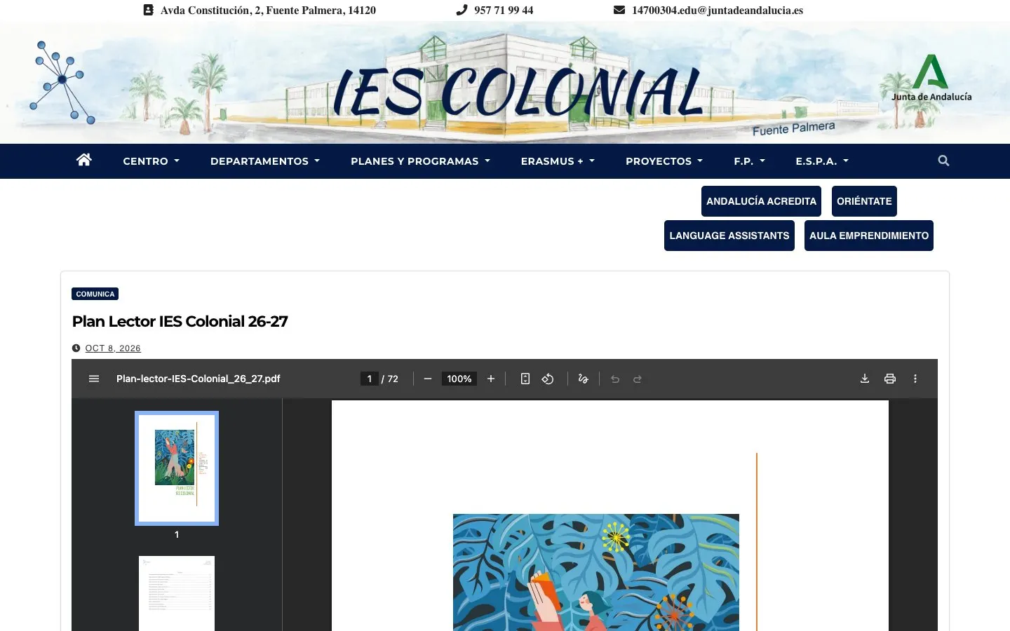 الموقع الإلكتروني لـ IES Colonial