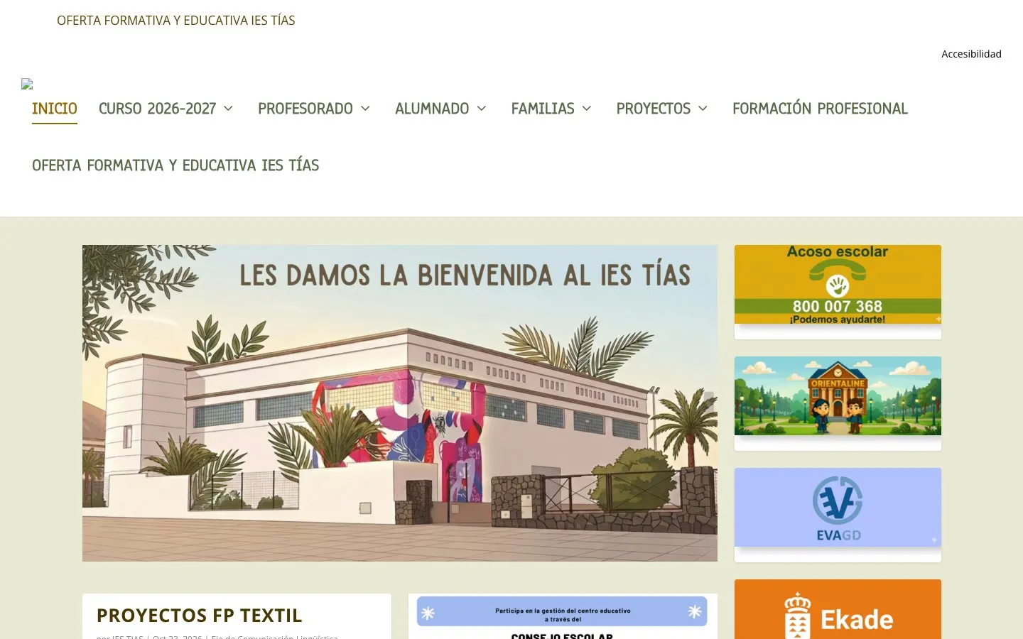 The website of IES Tías