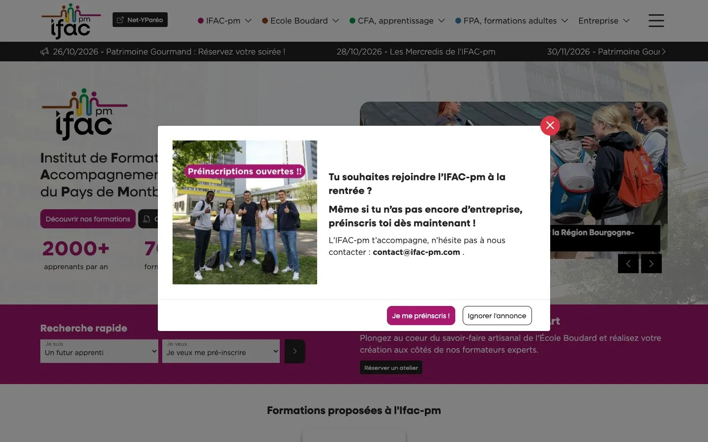 The website of IFAC-pm – École Boudard