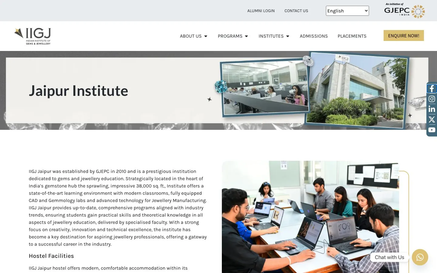 El sitio web de IIGJ Jaipur