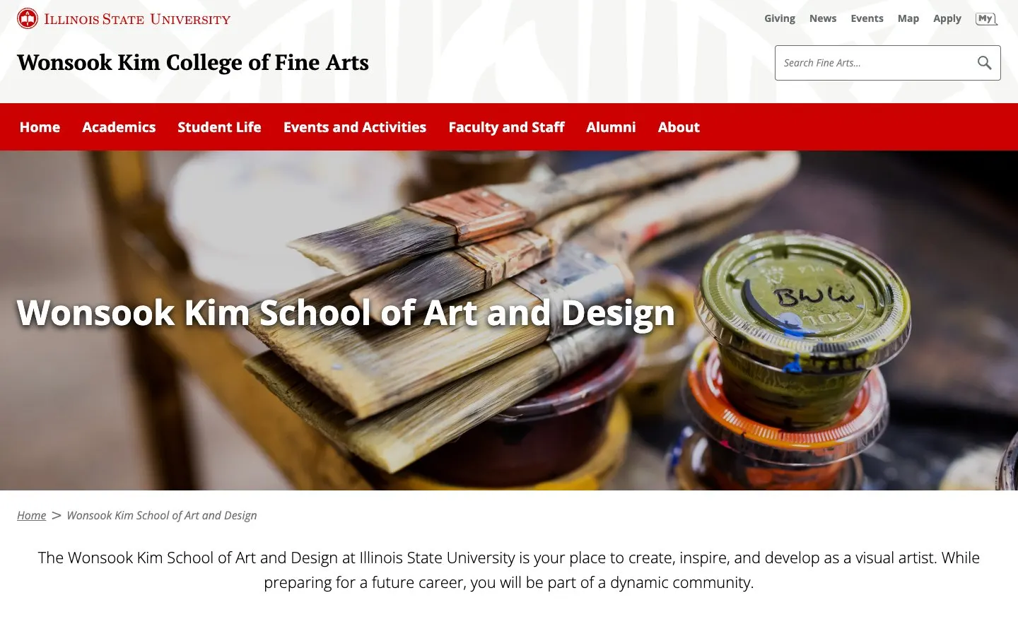 The website of Illinois State University – Wonsook Kim School of Art and Design