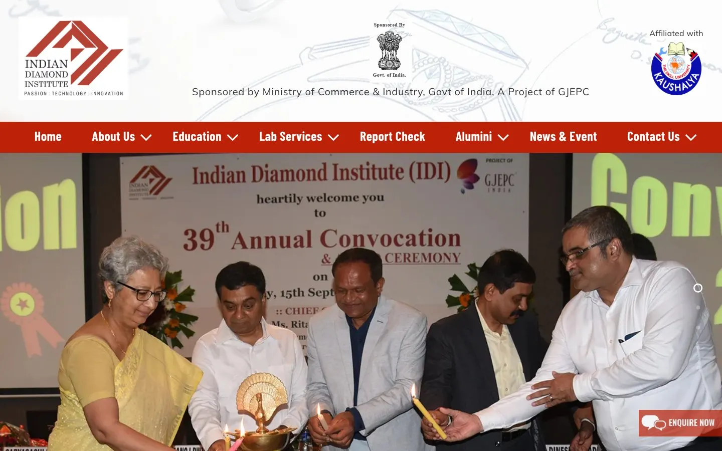 The website of Indian Diamond Institute (IDI)