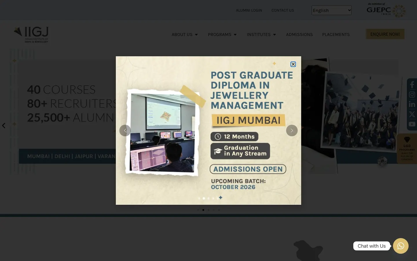 Il sito di Indian Institute of Gems & Jewellery (IIGJ)