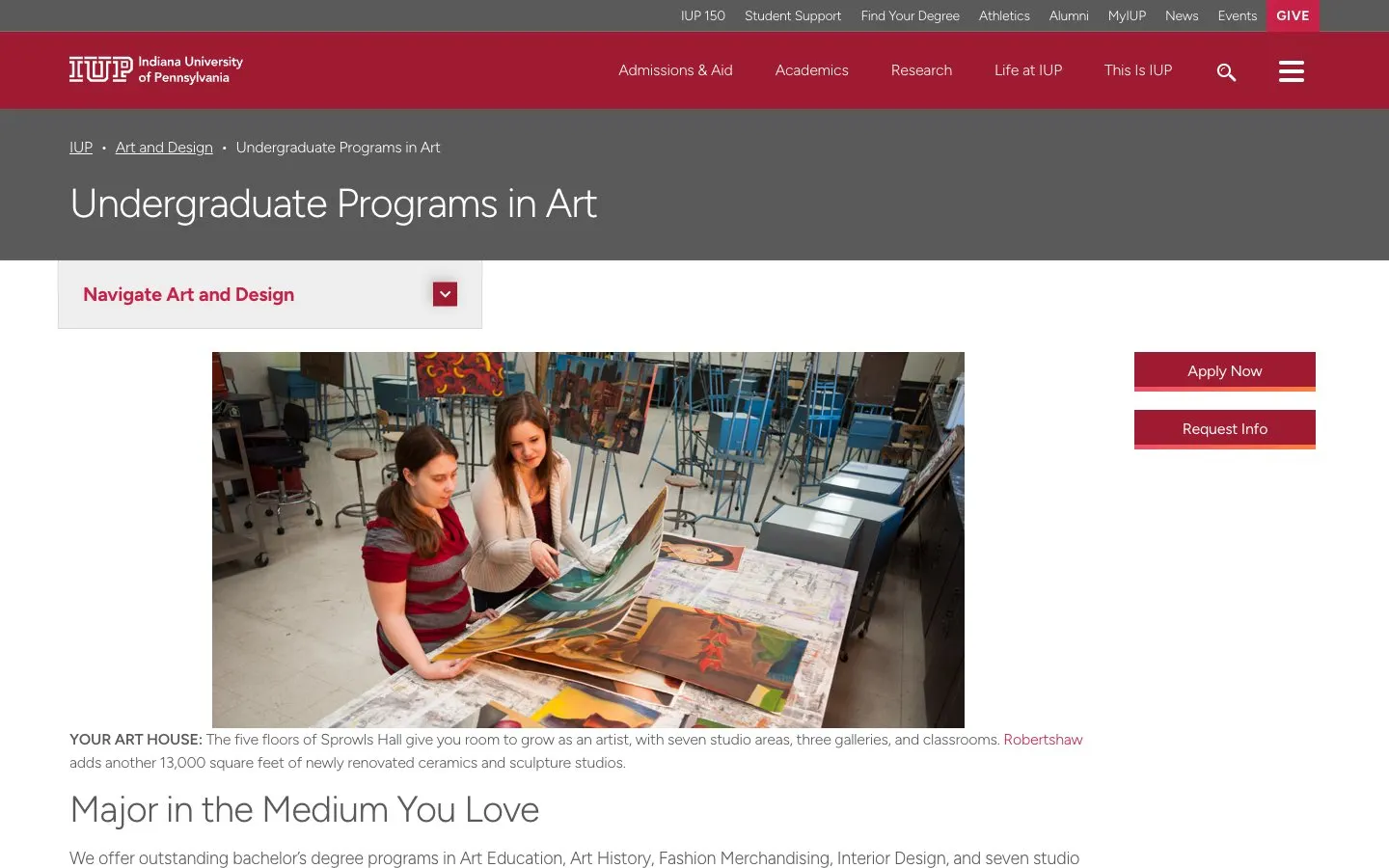Indiana University of Pennsylvania – Department of Art and Design की वेबसाइट