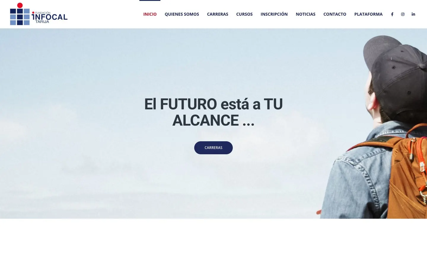 The website of INFOCAL Tarija