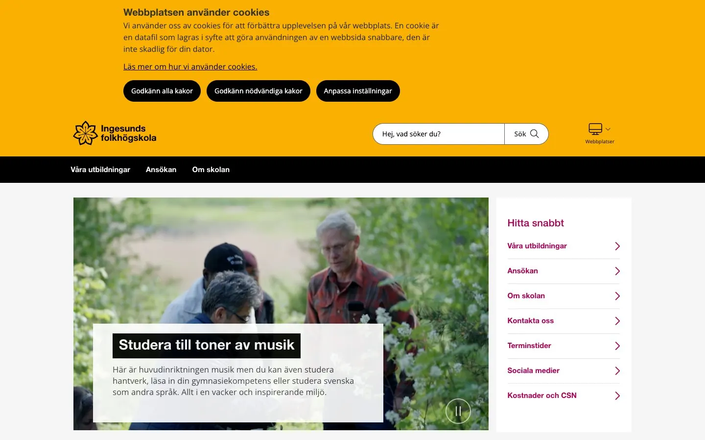 The website of Ingesunds folkhögskola